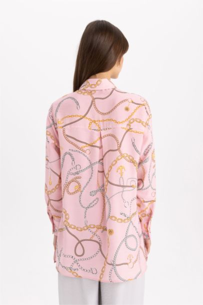 تونيك مطبوع كم طويل وقصة مريحة