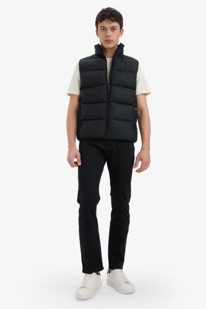 Slim Fit Stand Collar Lined Waterproof Puffer Vest