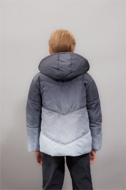 Su Geçirmez Çift Taraflı Kapüşonlu Şişme Mont Erkek Çocuk