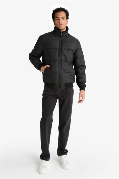 Waterproof Regular Fit Shirt Collar Lined Faux Leather Jacket