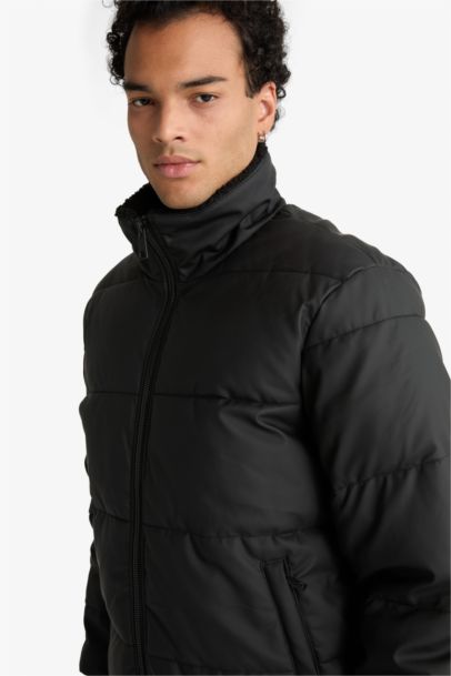 Waterproof Regular Fit Shirt Collar Lined Faux Leather Jacket