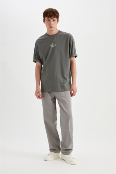 تيشيرت قطن نص كم مطبوع قصة فضفاضة من ون بيس