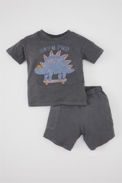 Baby Boy Dinosaur Printed T-Shirt Shorts Cotton 2 Piece Set