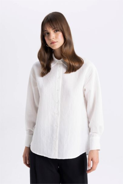 قميص طويل قصة مريحة وكم طويل