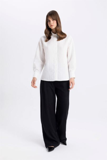 قميص طويل قصة مريحة وكم طويل