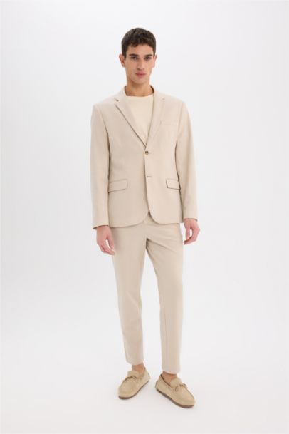 Modern Fit Lined Buttoned Blazer Jacket