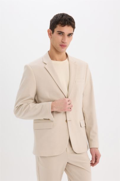 Modern Fit Lined Buttoned Blazer Jacket