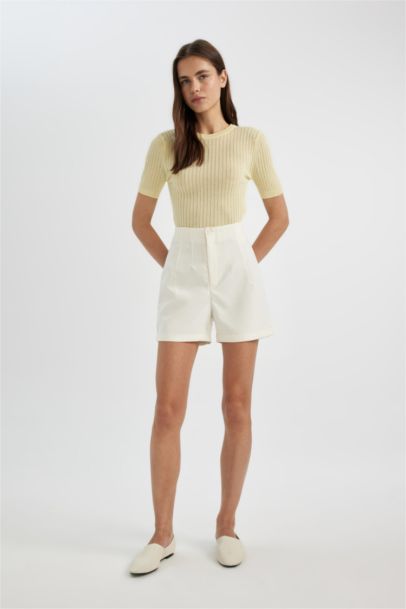 T-Shirt en Tricot à Manches Courtes à Col rond