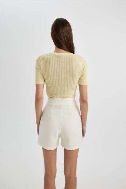 T-Shirt en Tricot à Manches Courtes à Col rond