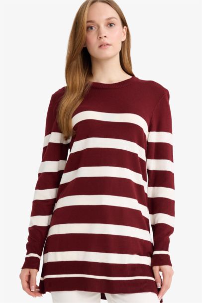 Regular Fit Crew Neck Striped Tunic
