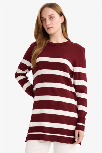 Regular Fit Crew Neck Striped Tunic