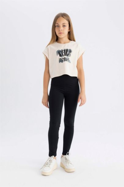 Girl Crew Neck Printed Short Sleeve T-Shirt