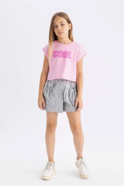 Girl Crew Neck Printed Short Sleeve T-Shirt