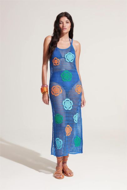 Floral Crochet Knitwear Midi Beach Dress