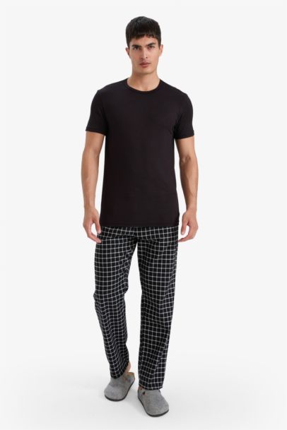Regular Fit Long Checked Pajama Bottoms