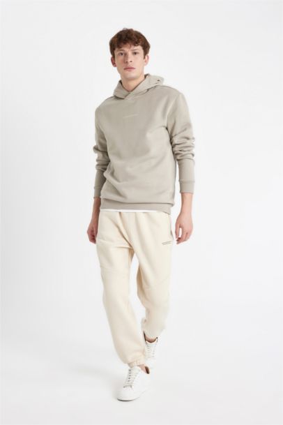 Regular Fıt Kapüşonlu Baskılı Sweatshirt