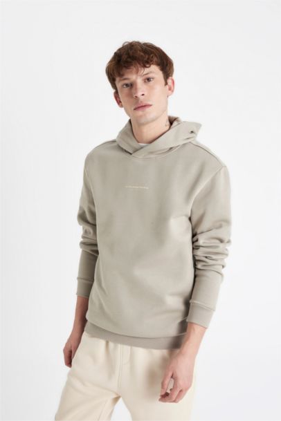 Regular Fıt Kapüşonlu Baskılı Sweatshirt