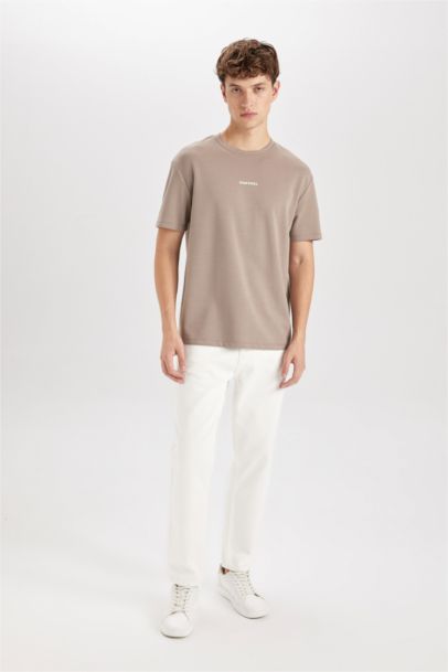 Regular Fit Crew Neck Printed Heavy Fabric T-Shirt