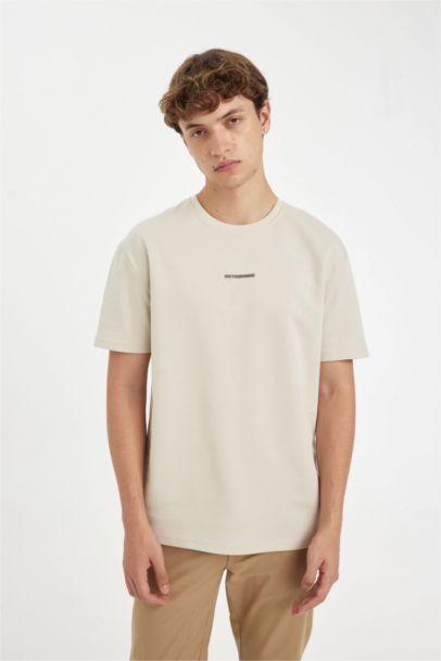 تيشيرت نص ردن مطبوع قصة عادية بياخة مستديرة