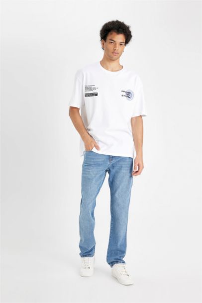 تيشيرت نص ردن اوفر سايز بطبعة من الخلف