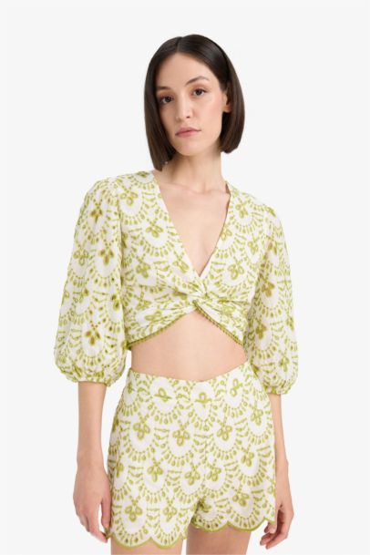 Desenli Nakışlı Brode Plaj Üstü-Fall in Love