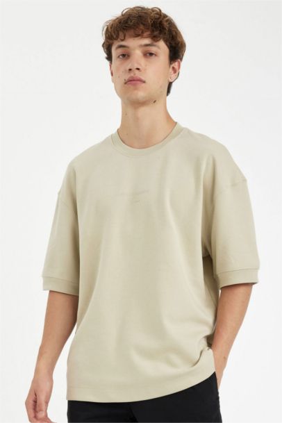 Loose Fit Crew Neck Printed Heavy Fabric Cotton T-Shirt