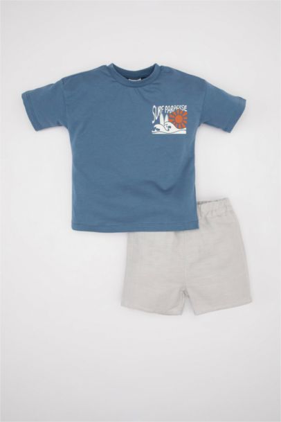 Baby Boy Printed Short Sleeve T-Shirt Shorts 2 Piece Set