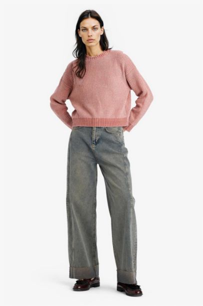 Pull en fil chenille à col rond Coupe régulière