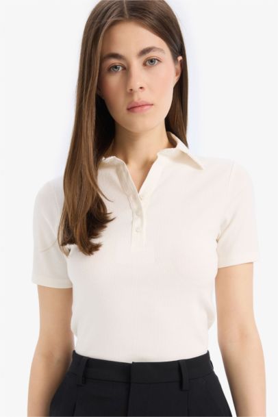 تيشيرت بولو مضلع سليم فيت بياقة بولو