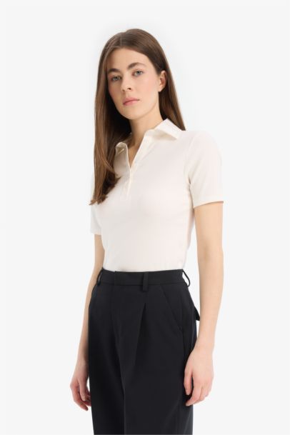 تيشيرت بولو مضلع سليم فيت بياقة بولو