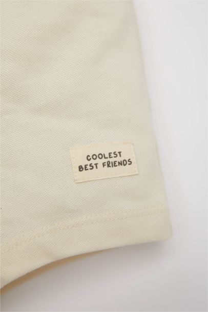 Baby Boy Regular Fit Label Printed Pique Shorts