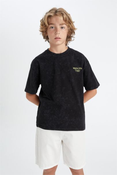 Boy Oversize Fit Crew Neck Washed Short Sleeve T-shirt