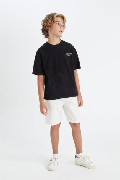 Boy Oversize Fit Crew Neck Washed Short Sleeve T-shirt