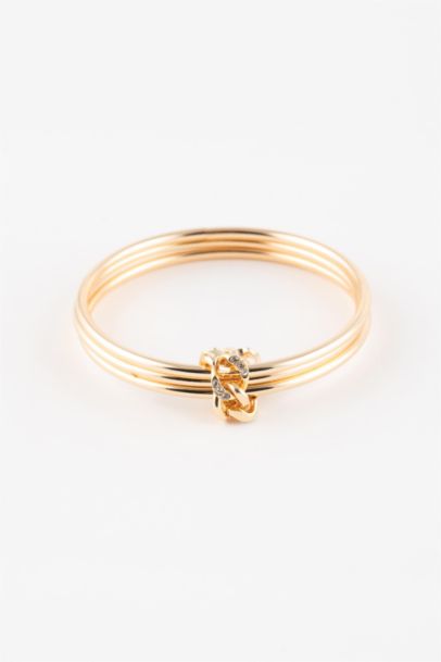 Woman Chain Detailed Stone Gold Bracelet