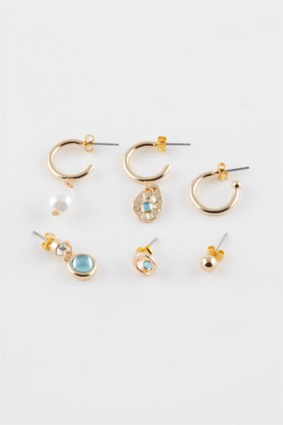 Woman 6 Piece Gold Earrings