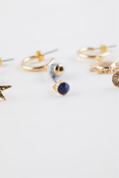 Woman 6 Piece Gold Earrings