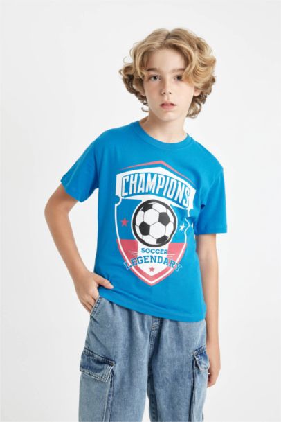 تيشيرت ولادي نص ردن مطبوع قصة عادية