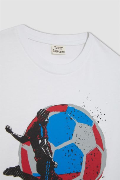 Bisiklet Yaka Baskılı Kısa Kollu Tişört Erkek Çocuk