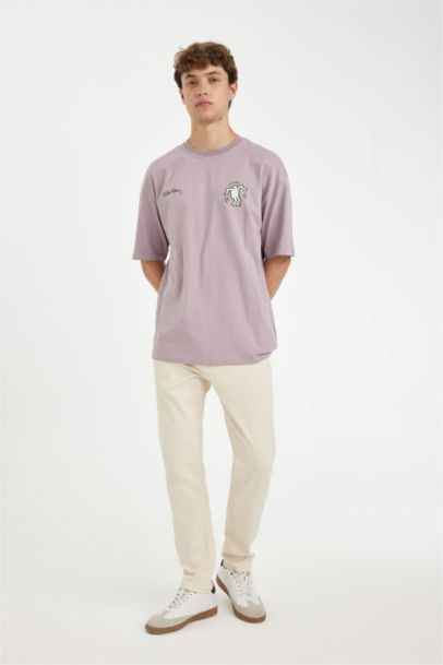 %100 Pamuk Keith Haring Boxy Fit Bisiklet Yaka Sırt Baskılı Kısa Kollu Tişört