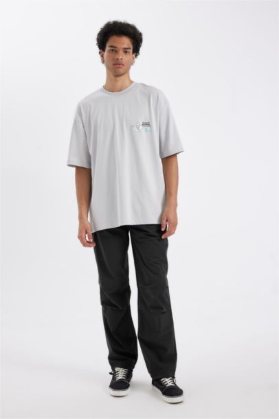 T-shirt Oversize en coton imprimé au dos à col rond