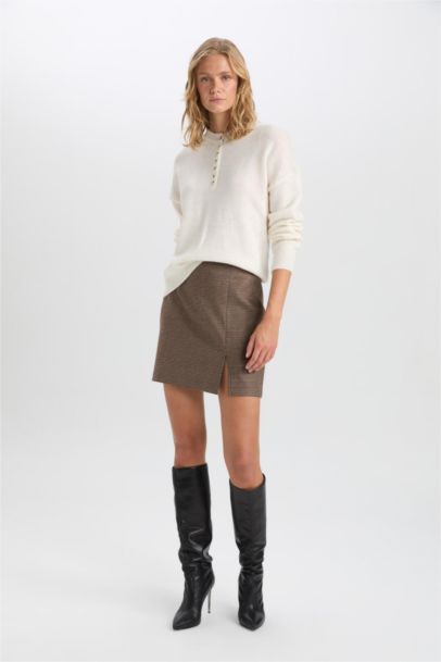 A Cut Plaid Normal Waist Mini Skirt