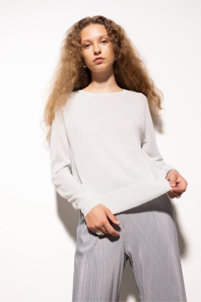 Regular Fit Crew Neck Basic Knit Pullover