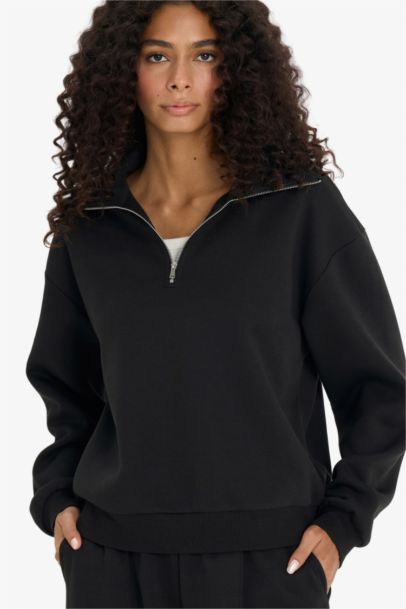 Sweatshirt en tissu épais à col polo Coupe régulière