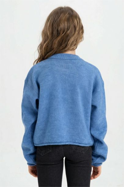 Girl Standard Fit Crew Neck Basic Knitted Pullover