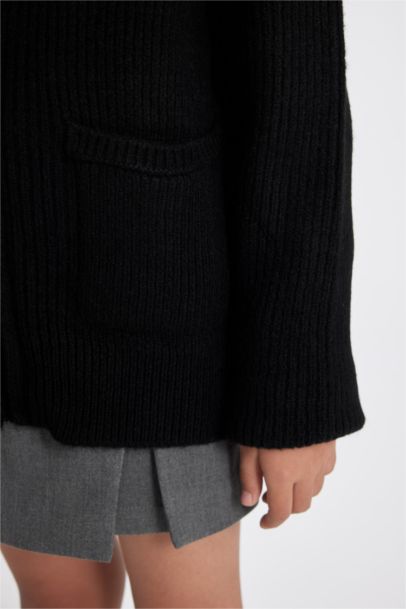 Girl Zippered Black School Sweatshirt