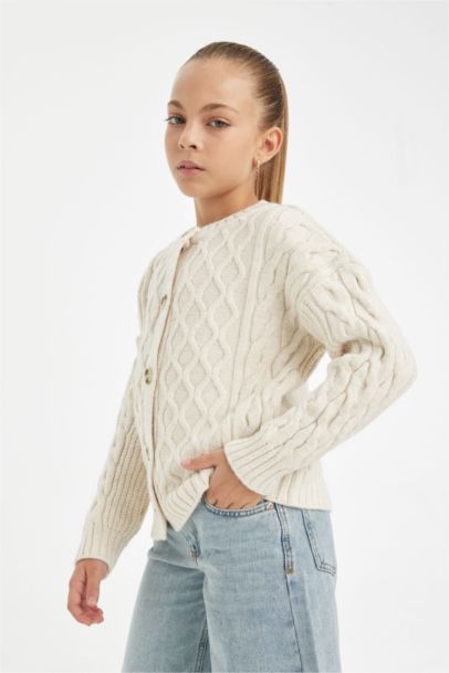 Standard Fit Crew Neck Cardigan