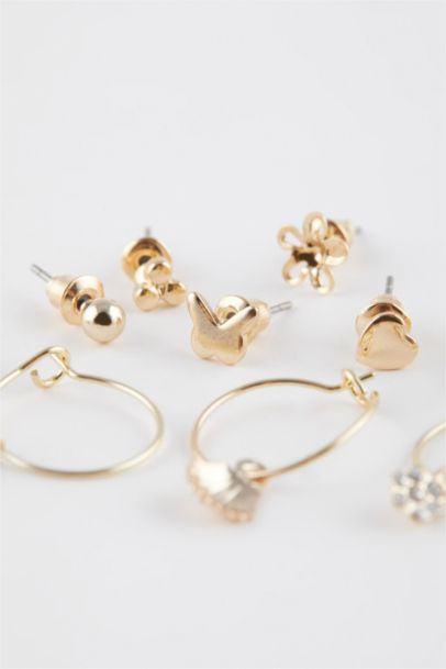 Woman 12 Piece Gold Earrings