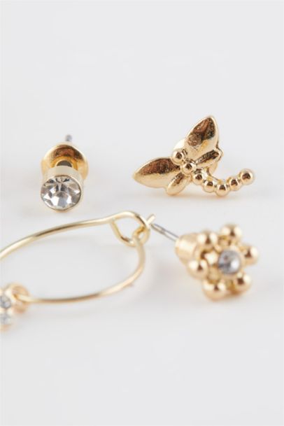 Woman 12 Piece Gold Earrings