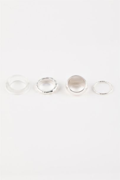 خاتم حريمي فضي - 4 قطع