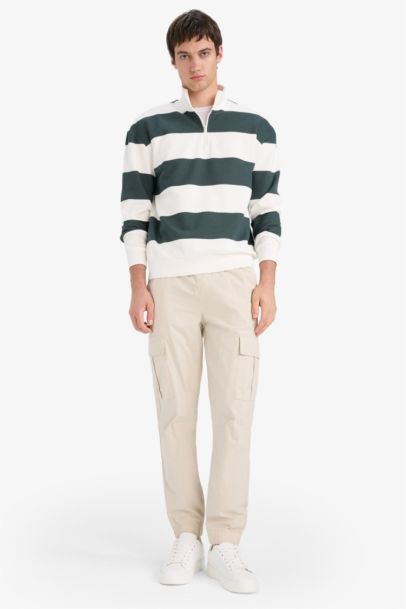 سويت شيرت مخطط أوفر سايز برقبة عالية